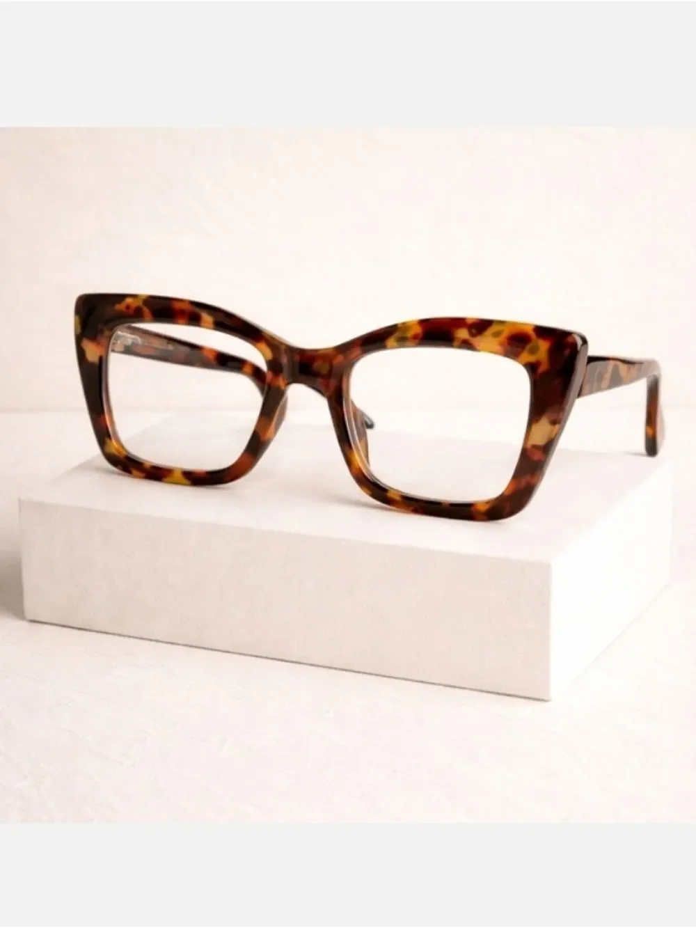 +1.00 Oversized TortoiseShell Square Readers Glasses